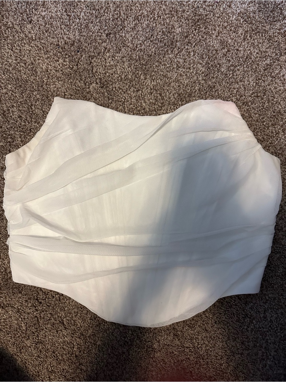 White Strapless Ruched Bustier Top